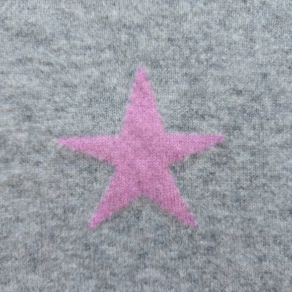 NWOT Philosophy Cashmere Sweater Grey With Lavender Stars Purple - Picture 3 of 9